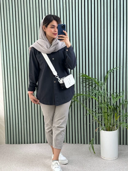 مانتو جین رنگی نیلای