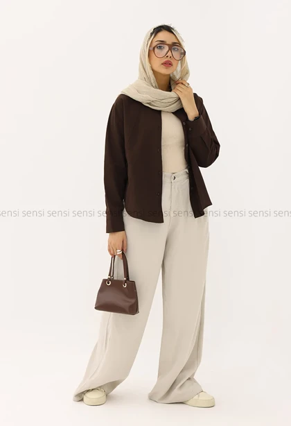 شومیز لینن بغل چاک کد1005239