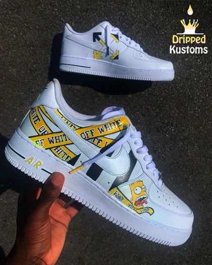 کفش اسپرت کاستوم کتانی با طرح Off White نایک nike ایرفورس air force کد 88047