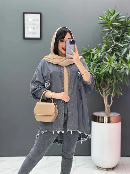 مانتو جین پانچ پایین ریش