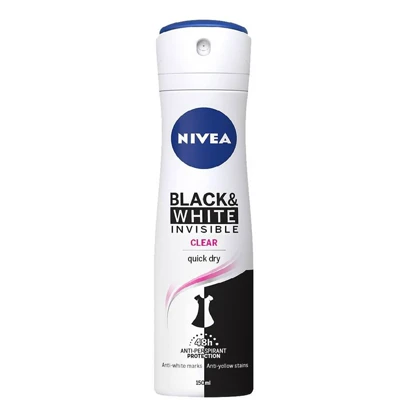 اسپری دئودورانت ضد تعریق زنانه نیوآ مدل Black & White Invisible Clear حجم 150 میلی لیتر