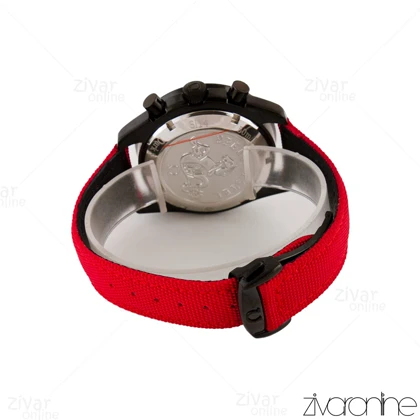 ساعت امگا اسپیدمستر مردانه سه موتوره بند قرمز صفحه مشکی 104947