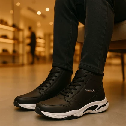 کفش ساق‌دار مردانه مشکی مدل EMTO ویژه