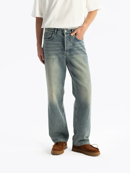 شلوار جین رگولار ( نیم بگ ) آبی روشن / برند جیستو Giesto ترکیه