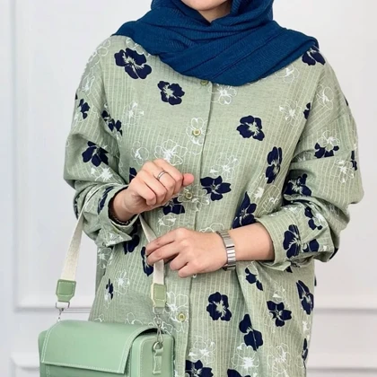 مانتو زنانه لینن دیپلمات گل‌دار
