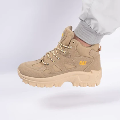 بوت و نیم بوت مردانه و زنانه ساق‌دار مدل caterpillar کاترپیلار رنگ خاکی کد 4823