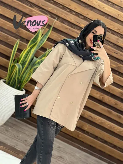 مانتو لینن کتی آستین دکمه