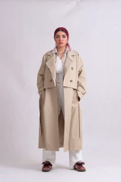 ترنچ کت کرم بژ Kay سه حالته