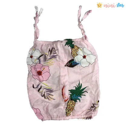 تاپ شلوارک نخی صورتی طرح آناناس