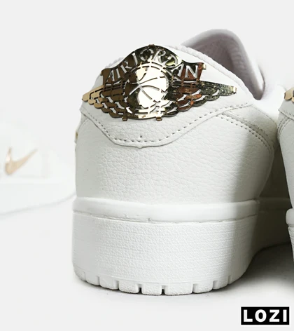 کفش کتانی مردانه و زنانه سفید NIKE jordan 1 low gold