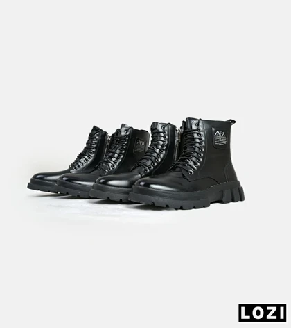 بوت مردانه چرمی مشکی ZARA