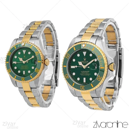 ست ساعت رولکس سابمارینر طلایی نقره ای صفحه سبز 107062