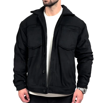 پیراهن مردانه کتی مخمل مشکی مدل دو جیب