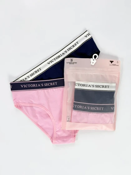 شورت اسلیپ زنانه نخ پنبه کمر کش ساده بسته 2 عددی ویکتوریا سکرت Victoria's Secret