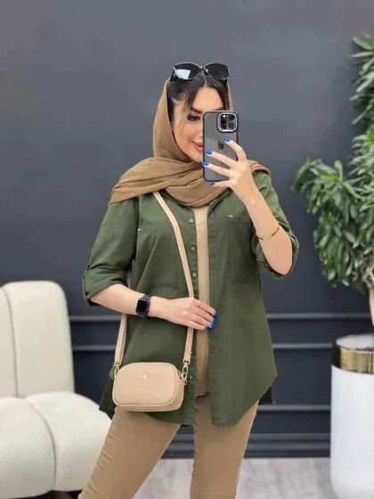مانتو لینن رنگی بغل پنج دکمه