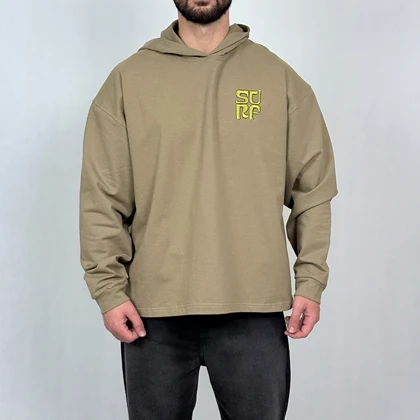 هودی مردانه سبز سدری پنبه دو نخ طرح مینیمال