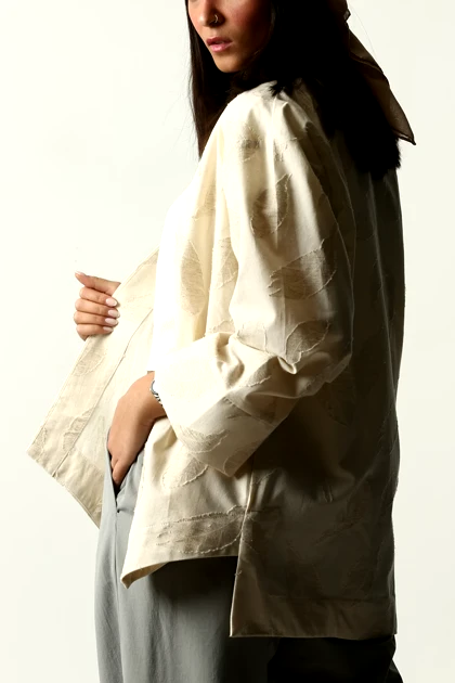 مانتو آزاد لینن ژاکارد زنانه