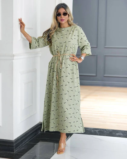 کفتان بهاره زنانه طرح گل‌گچی خنک قد بلند