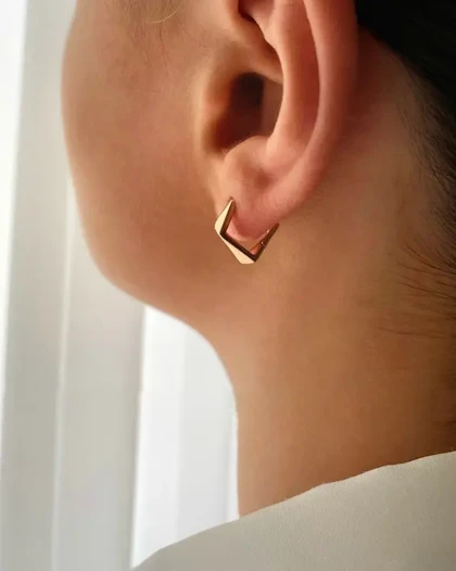 گوشواره آینه ای چند وجهی کوچک ژوپینگ