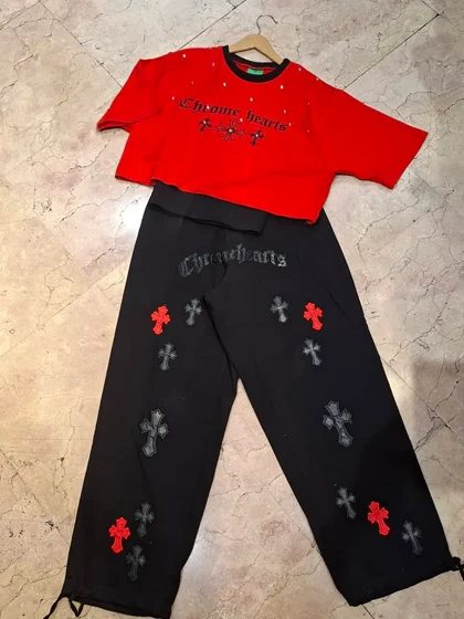 ست سه تکه کراپ شلوار تاپ Chrome Hearts