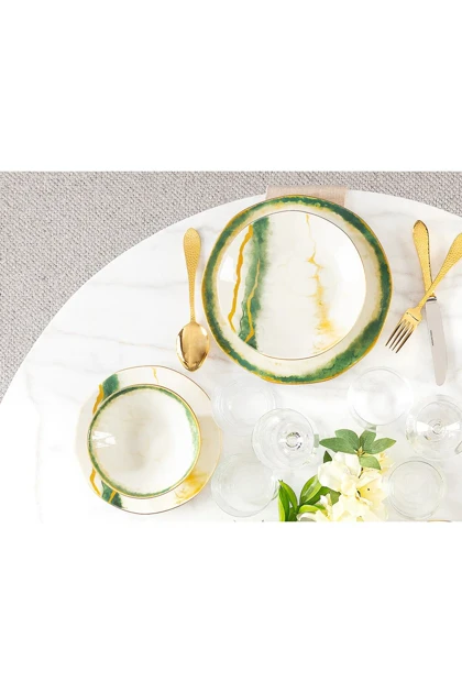 سرویس غذاخوری 6 نفره Madame Coco مدل Mining Bone China - سبز