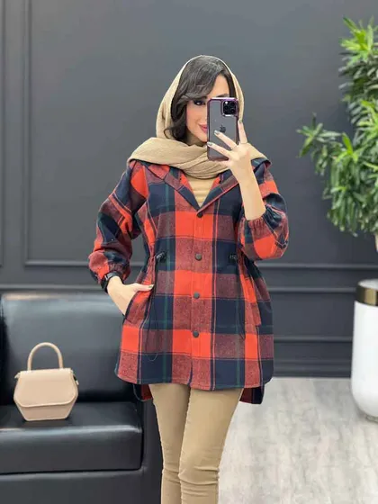 شکت چهارخونه کلاه دار کمرگت