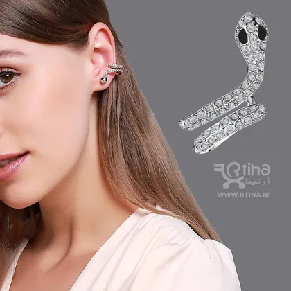 گوشواره فانتزی مدل مار (یک سوراخ با حلقه مخصوص لاله گوش)