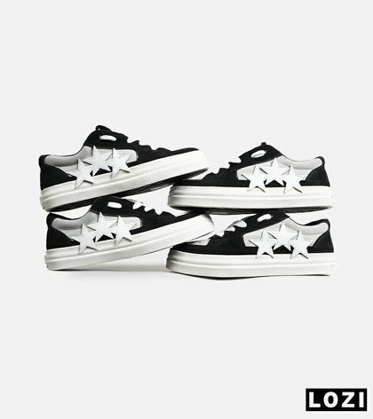 کفش اسنیکرزمشکی طوسی سفید Amiri Stars v2 مدل 7074