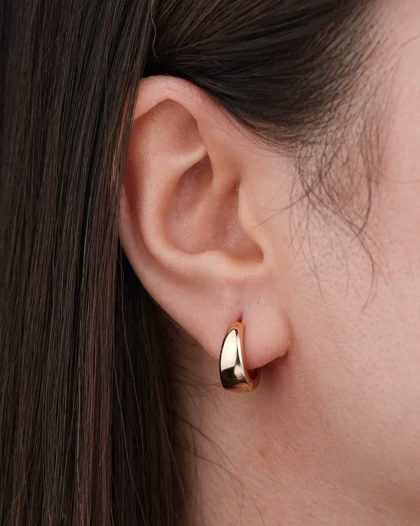 گوشواره حلقه‌ای ساده رنگ طلایی و نقره ای برند ژوپینگ