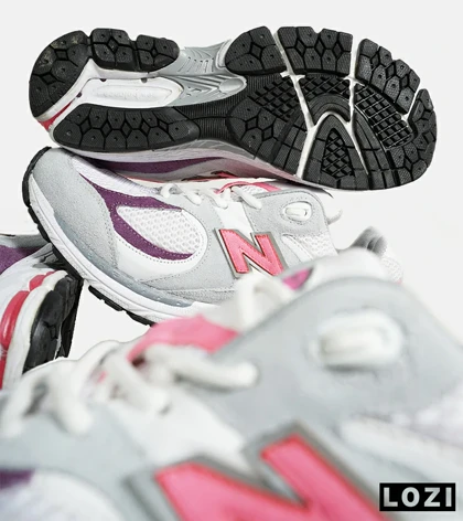 کفش کتانی طوسی سرخابی بنفش NEW BALANCE 2002R