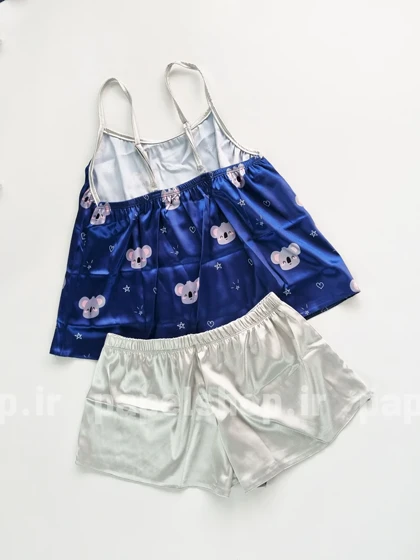 ست لباس خواب تاپ و شورتک ساتن طرح کوآلا و ستاره