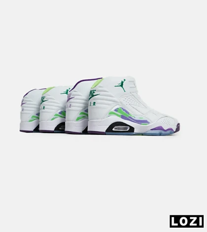 کفش کتانی ساق‌دار مردانه سفید سبز بنفش Nike air jordan 6 مدل 6043