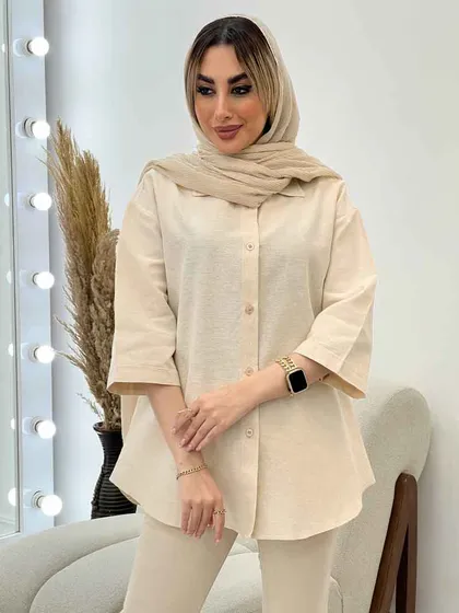 وست طرح دار لینن نچرال