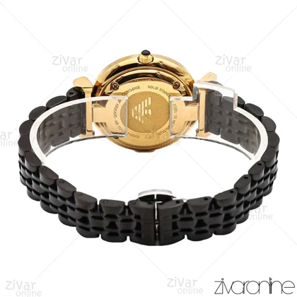 ساعت امپریو آرمانی زنانه طلایی مشکی صفحه نگینی 106162