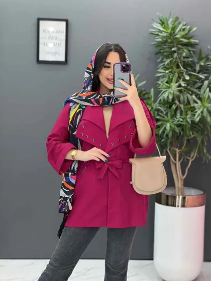 مانتو یقه پرچی سرشونه بنددار