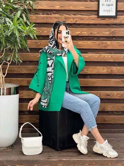 مانتو لینن آستین بنددار