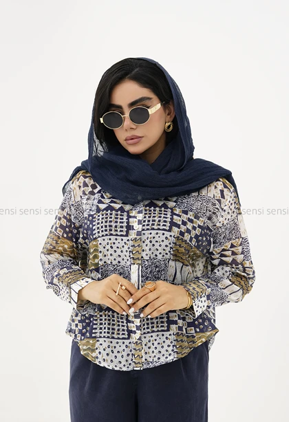 شومیز زنانه شیشه ای طرح دار کد1006203