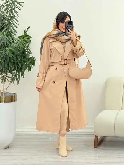 بارانی بلند چهاردکمه ترلان