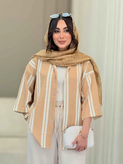 شومیز آستین پاکتی طرح راه راه