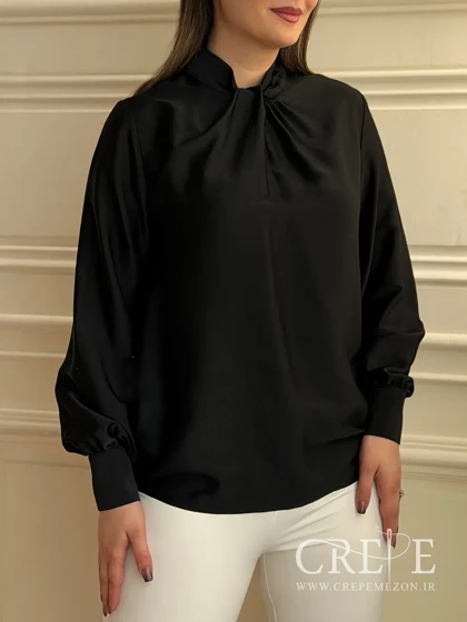 شومیز یقه گره‌ای ساتن مخمل