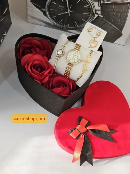 باکس گل ساعت و نیمست ودستبند زنانه