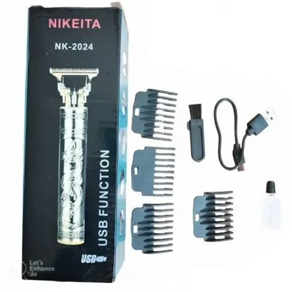 ماشین اصلاح موی سر و صورت Nikeita مدل NK-2024؛ خط‌زن شارژی با تیغه استیل ضدزنگ و 4 شانه اصلاح