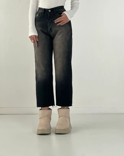 شلوار استریت پایین کات مشکی  کد 1000219