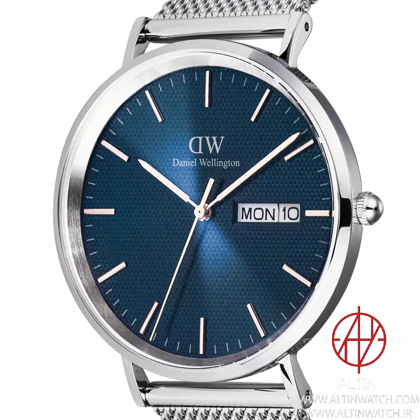 ساعت مچی مردانه دنیل ولینگتون مدل DW00100833 Classic Day Display Sterling Arctic صفحه آبی یخی با بند مش استیل
