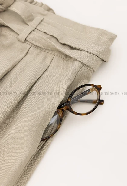 شلوار دوکمر لینن دوپیله کد1004437