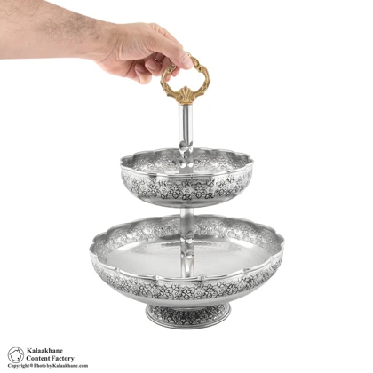 میوه خوری 2 طبقه مس دیبا رنگ کروم کد 1056