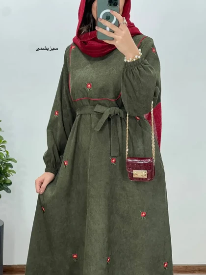 پیراهن مانتویی گلدوزی مهیاس