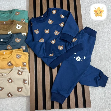 بلوز شلوار اسپرت (دختر و پسر) اقتصادی مدل خرسی کد 19 مناسب 2 تا 8 سال