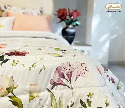 روتختی یک نفره مخمل 4 تکه طرح فیوری پشت کتان صفاهوم