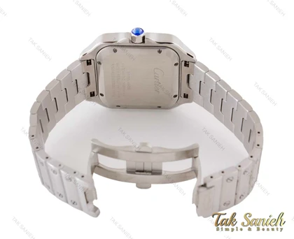 ساعت کارتیه سانتوس مردانه نقره ای صفحه سرمه ای Cartier-3961-G